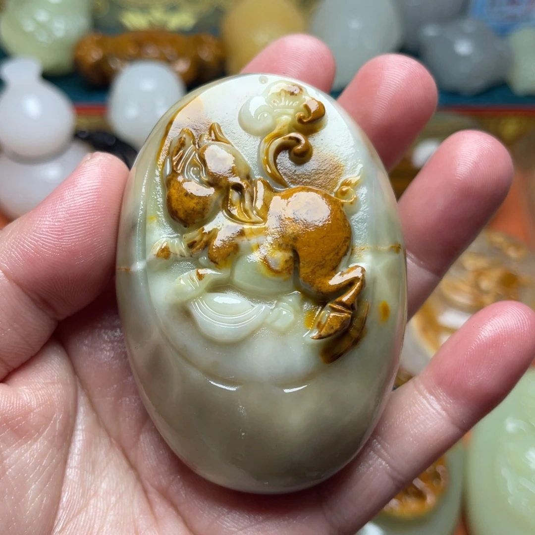 石材天然方解石手把件不退换