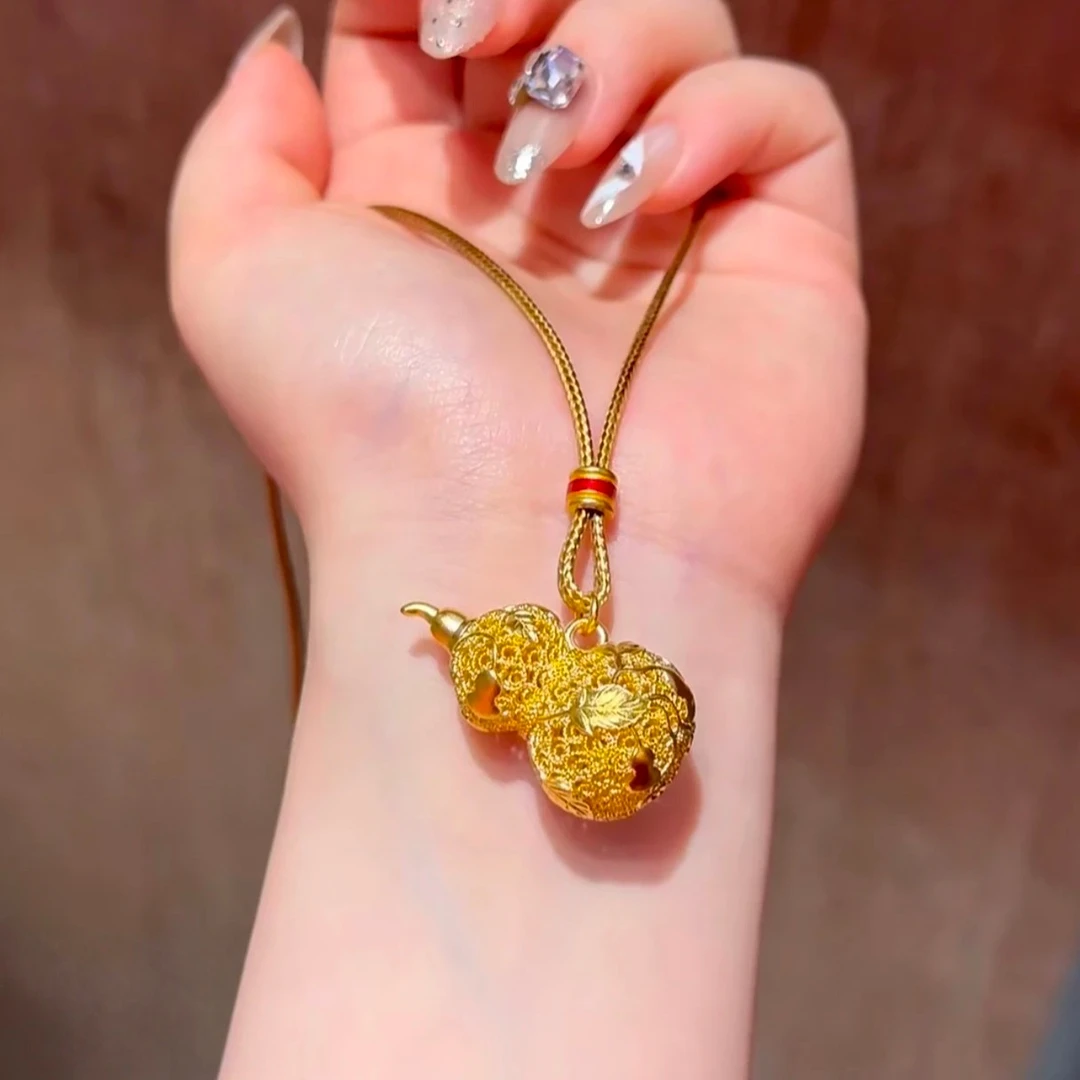 非金属棉绳项链 【金丝葫芦】铜镀24K金葫芦新中式国风高级感项链