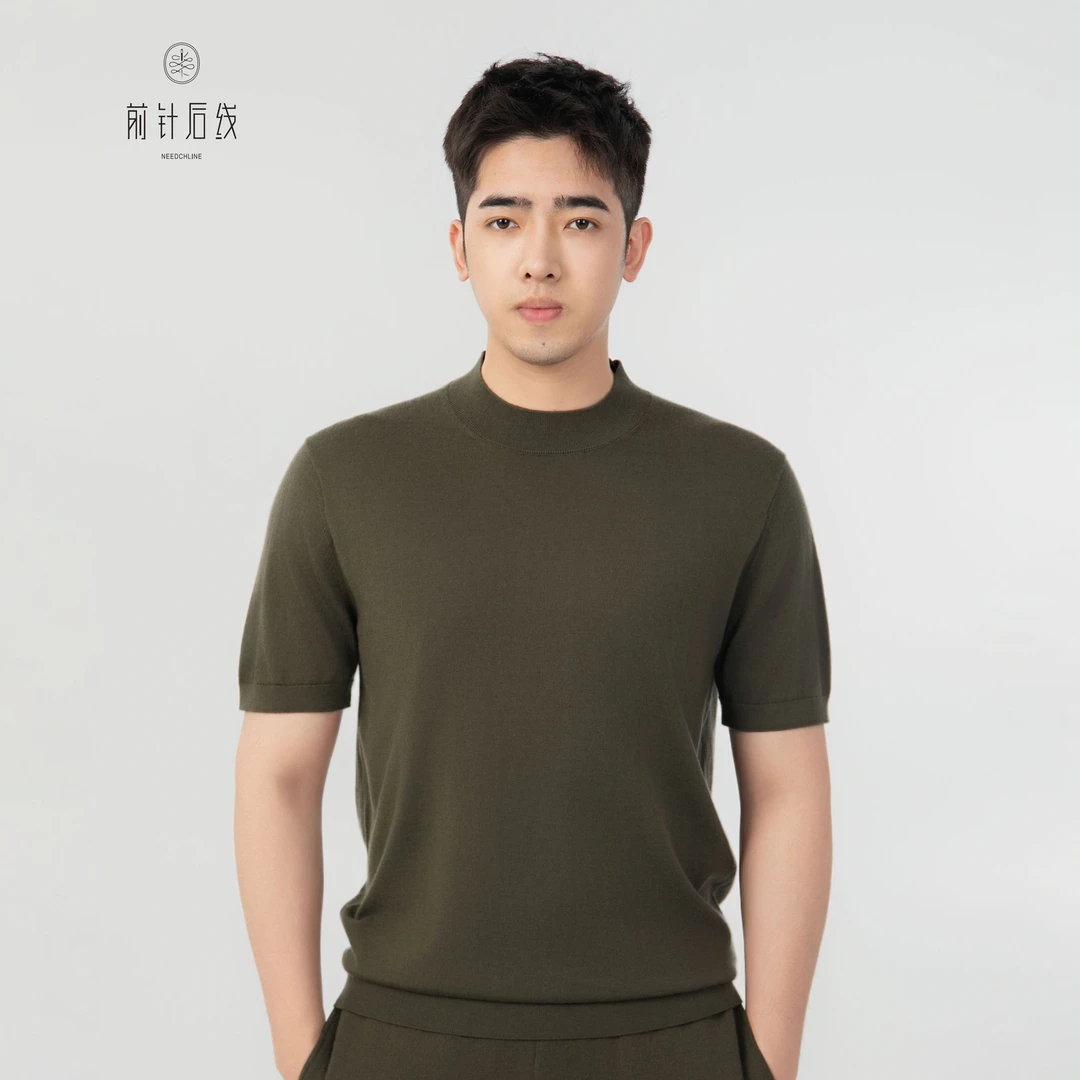 【可机洗】100%纯羊绒衫半高领短袖男士秋冬保暖品质男装休闲衣服