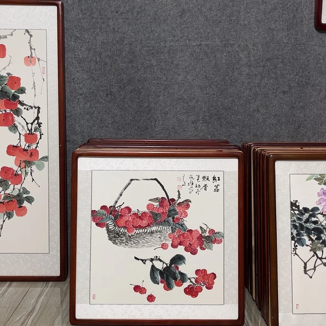 国画书画作品带框63×63