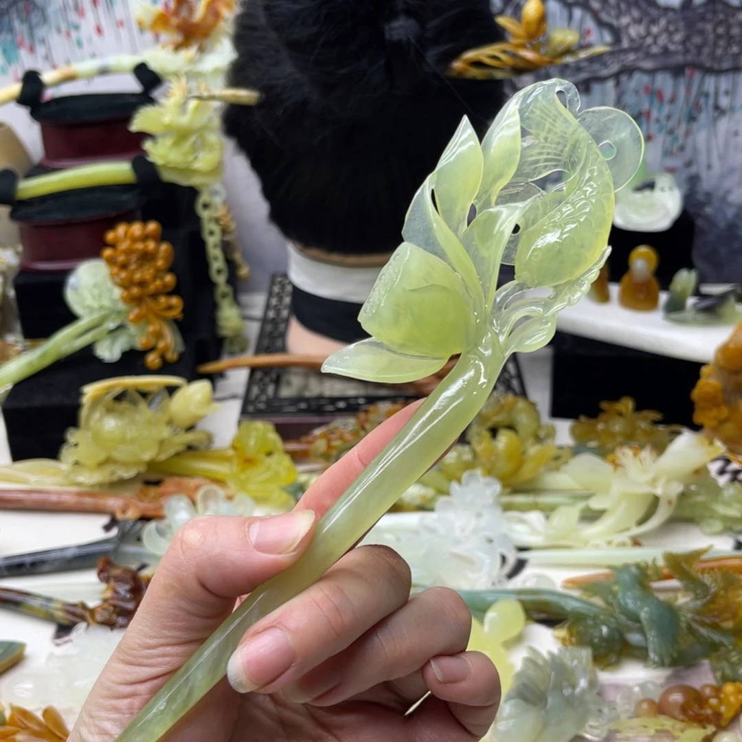 【闪购商品】蛇纹石玉发饰合金