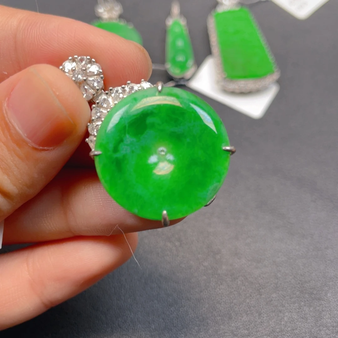 翡翠银S925镶嵌吊坠(不含链)