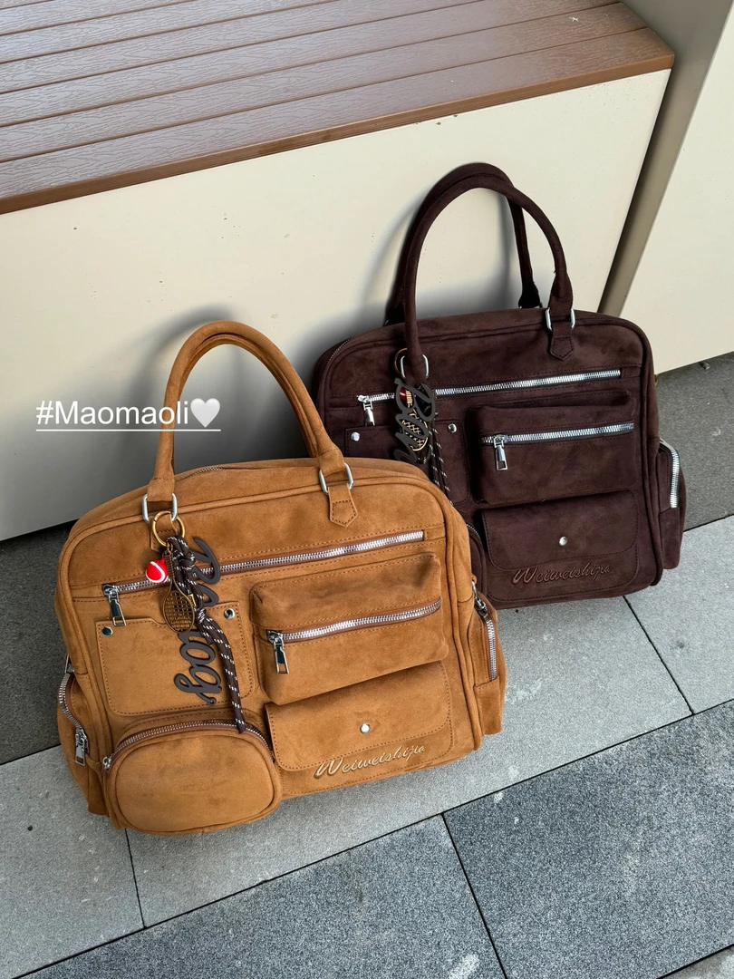 【超多口袋！多功能双肩包】痛包大容量麂皮双肩包多功能单肩斜挎包