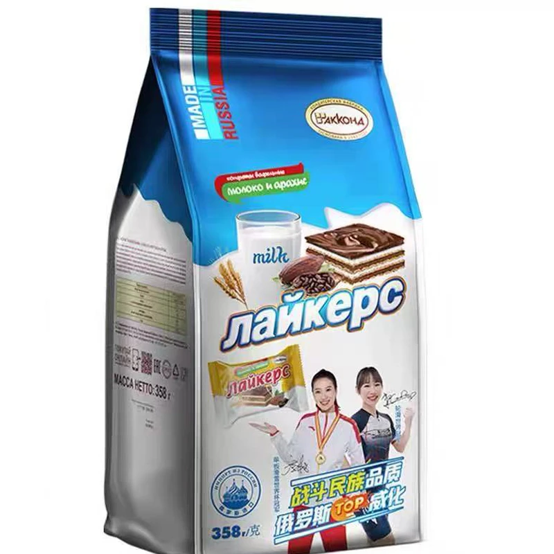 喜珍26年1月1日俄罗斯阿孔特牌俄多芙巧克力味夹心威化饼干358克