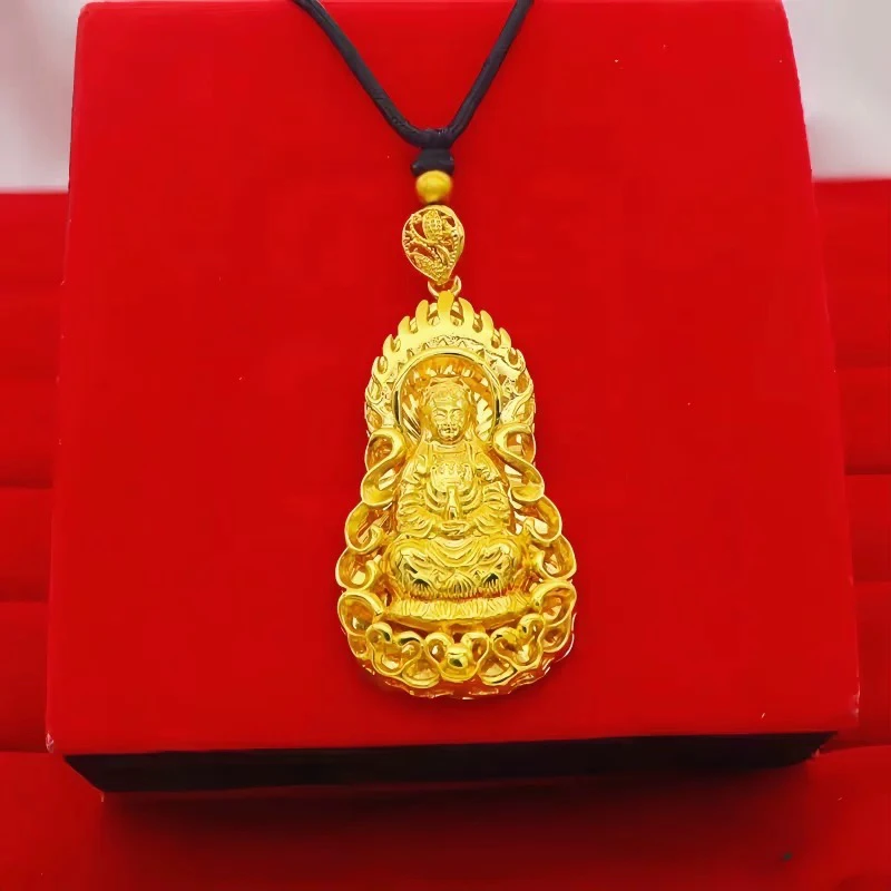 合金涤纶项链 观音男女款菩萨佛金色项链