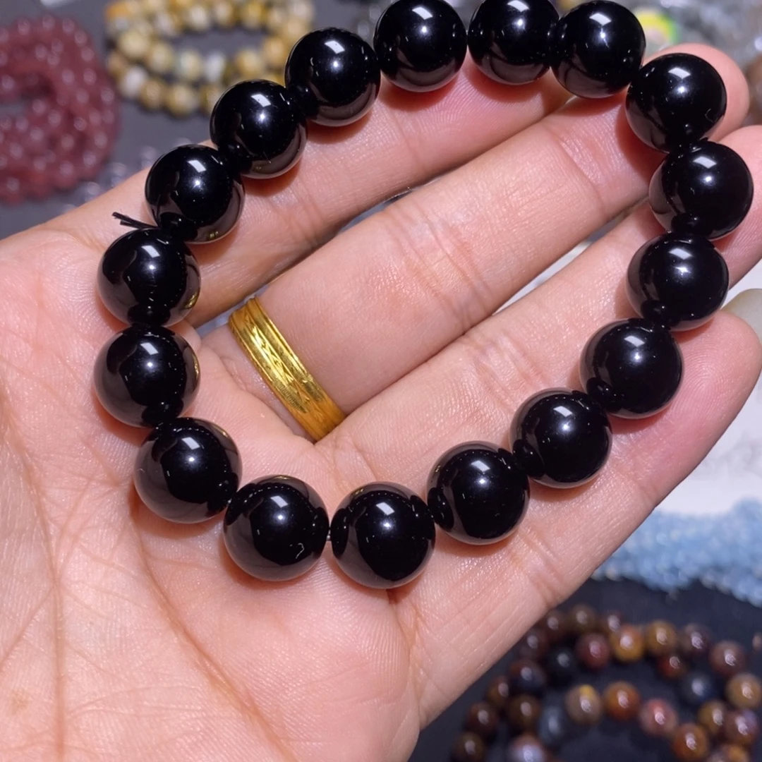 水晶未镶嵌手串黑耀石 12