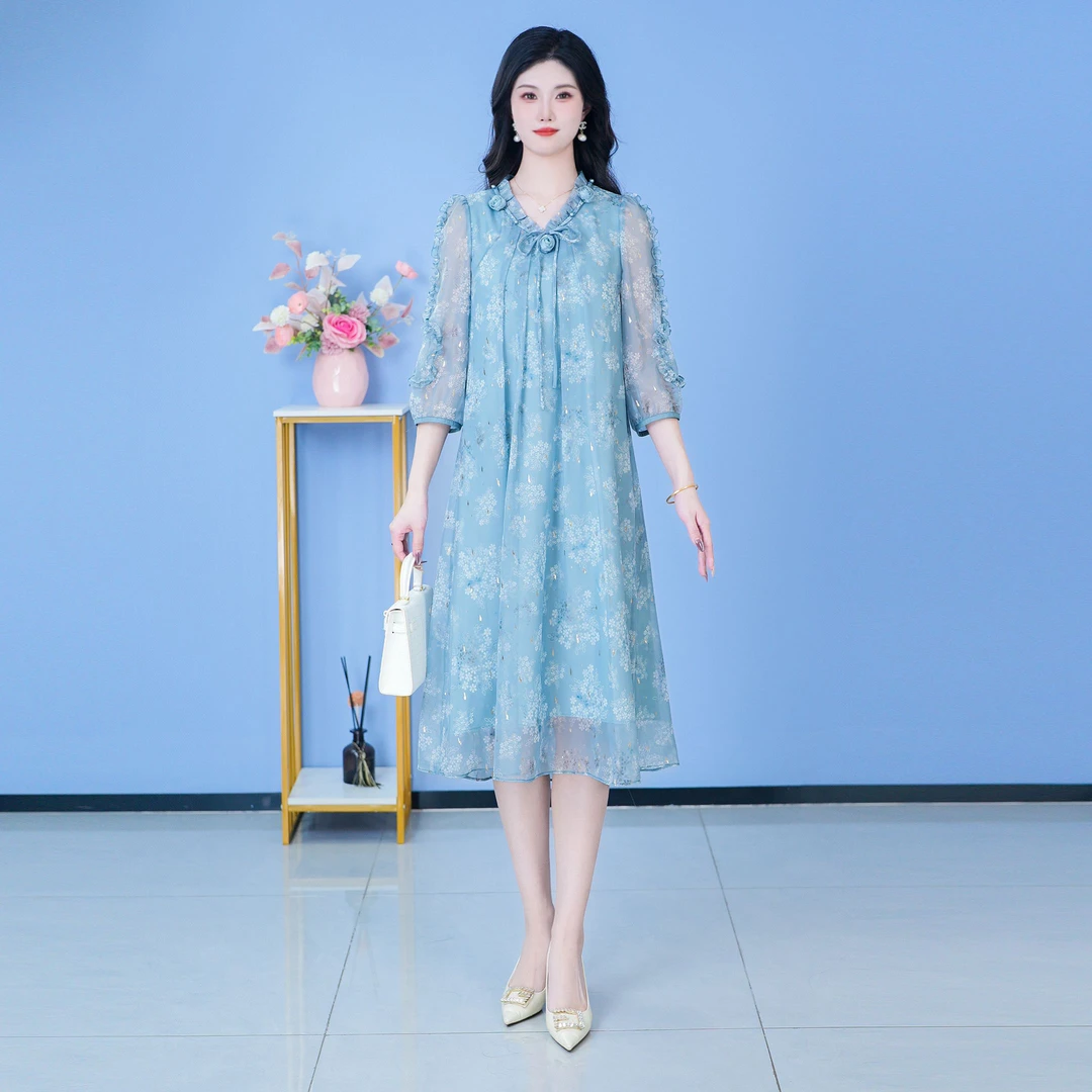 【SJYH356】2025年春季新款时尚优雅减龄连衣裙显瘦气质