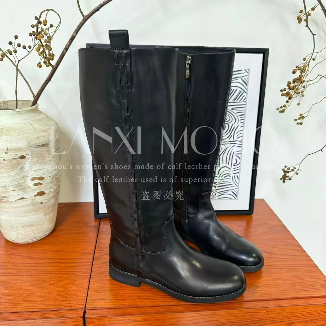 【晚风】优雅时尚女真皮骑士靴秋冬长筒靴气质时装长靴25CX782LX