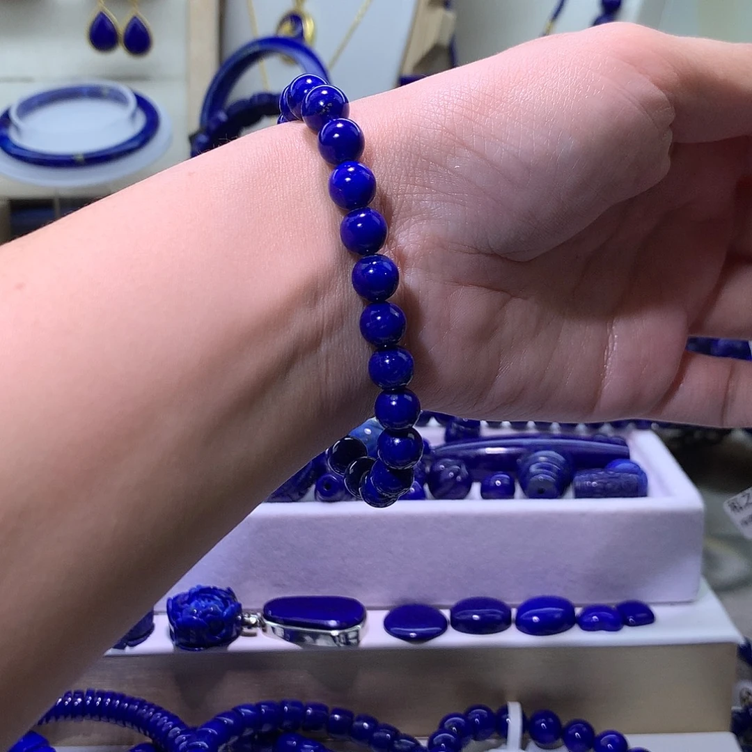 金***豆青金石未镶嵌天然原矿圆珠手串8m