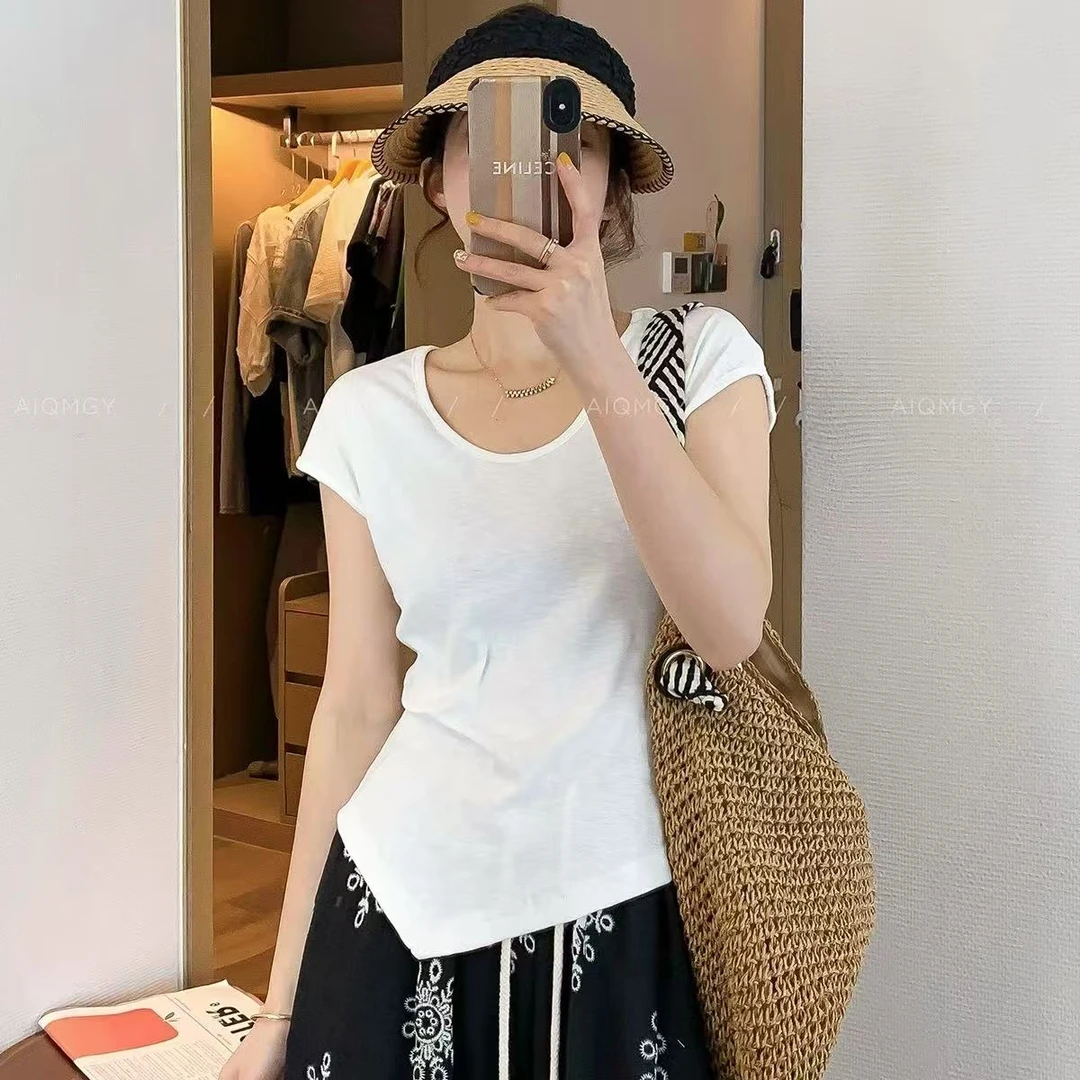 胖胖家*25627新款U龄不规则百搭显瘦美背设计感上衣