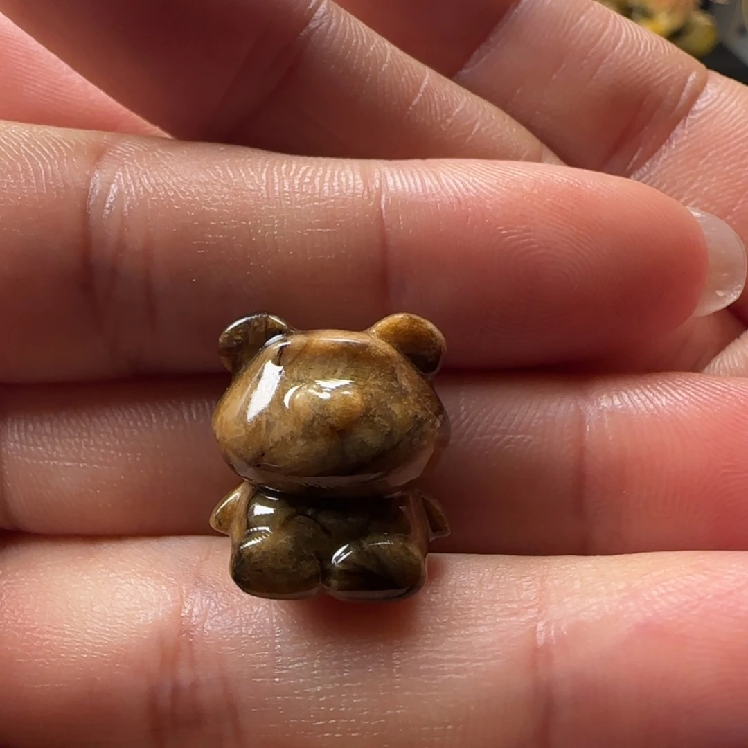 蜜蜡未镶嵌颈饰缅甸根珀小熊吊坠迷你