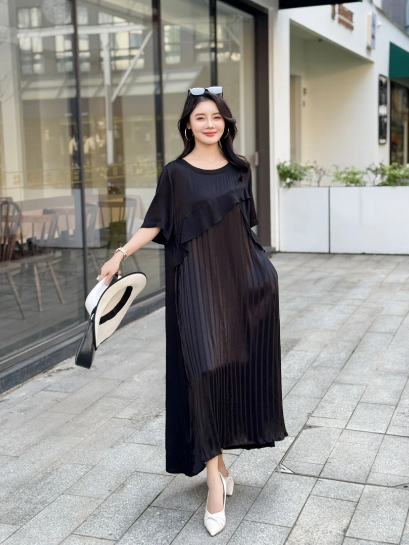 7100 时尚气质木耳边设计连衣裙