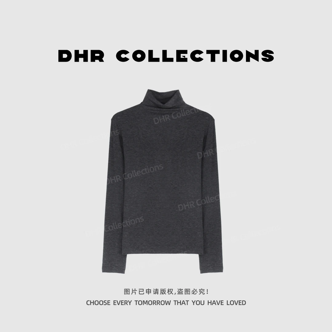 豆豆6【堆堆领打底衫】山羊绒秋冬保暖修身长袖T恤纯色显瘦-33225QT