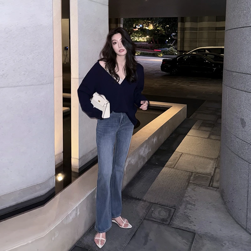 【Alone Savor】自带PS！！显高显瘦显腿长不褪色时髦牛仔喇叭裤J040