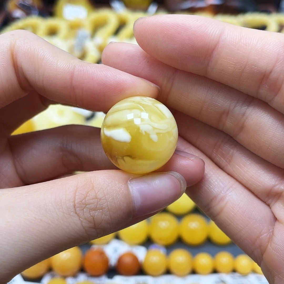 未镶嵌蜜蜡裸石圆珠21.2mm金沙