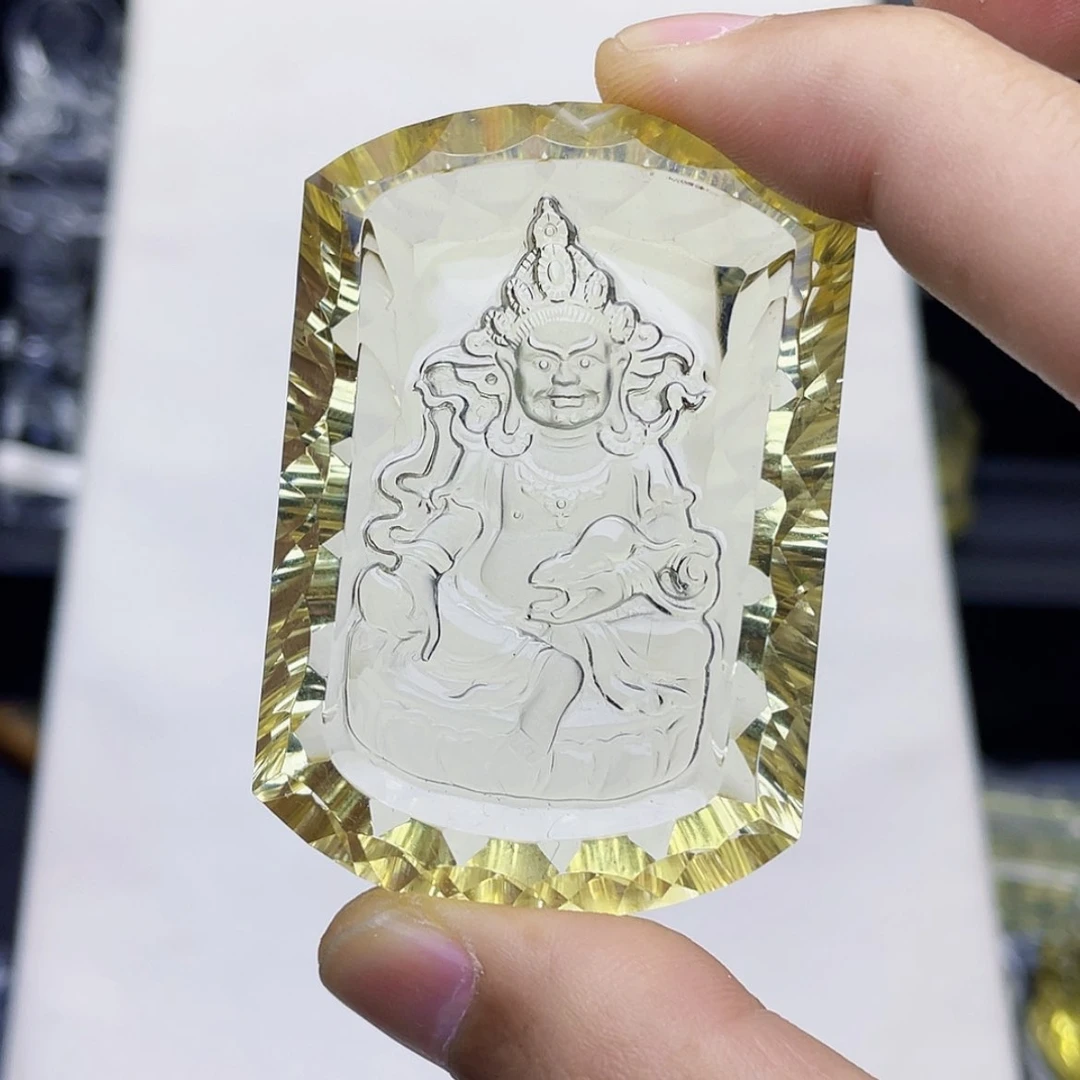 【闪购商品】水晶颈饰未镶嵌春**月黄水晶千禧面黄财神吊坠