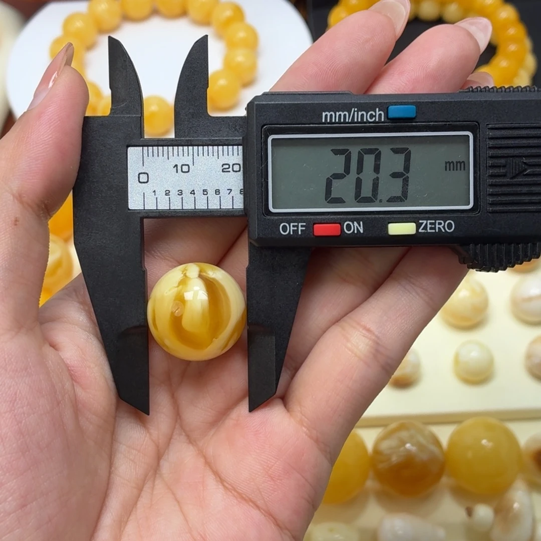 琥珀未镶嵌颈饰俄料橘红溶洞眼睛单珠20.2mm