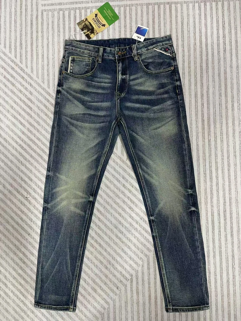 春秋大牛重工水洗复古怀旧修身小直筒牛仔裤