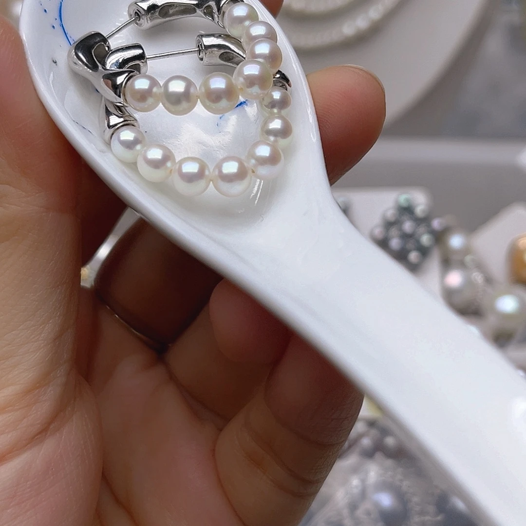 吊坠耳钉的淡水珍珠银S925镶嵌