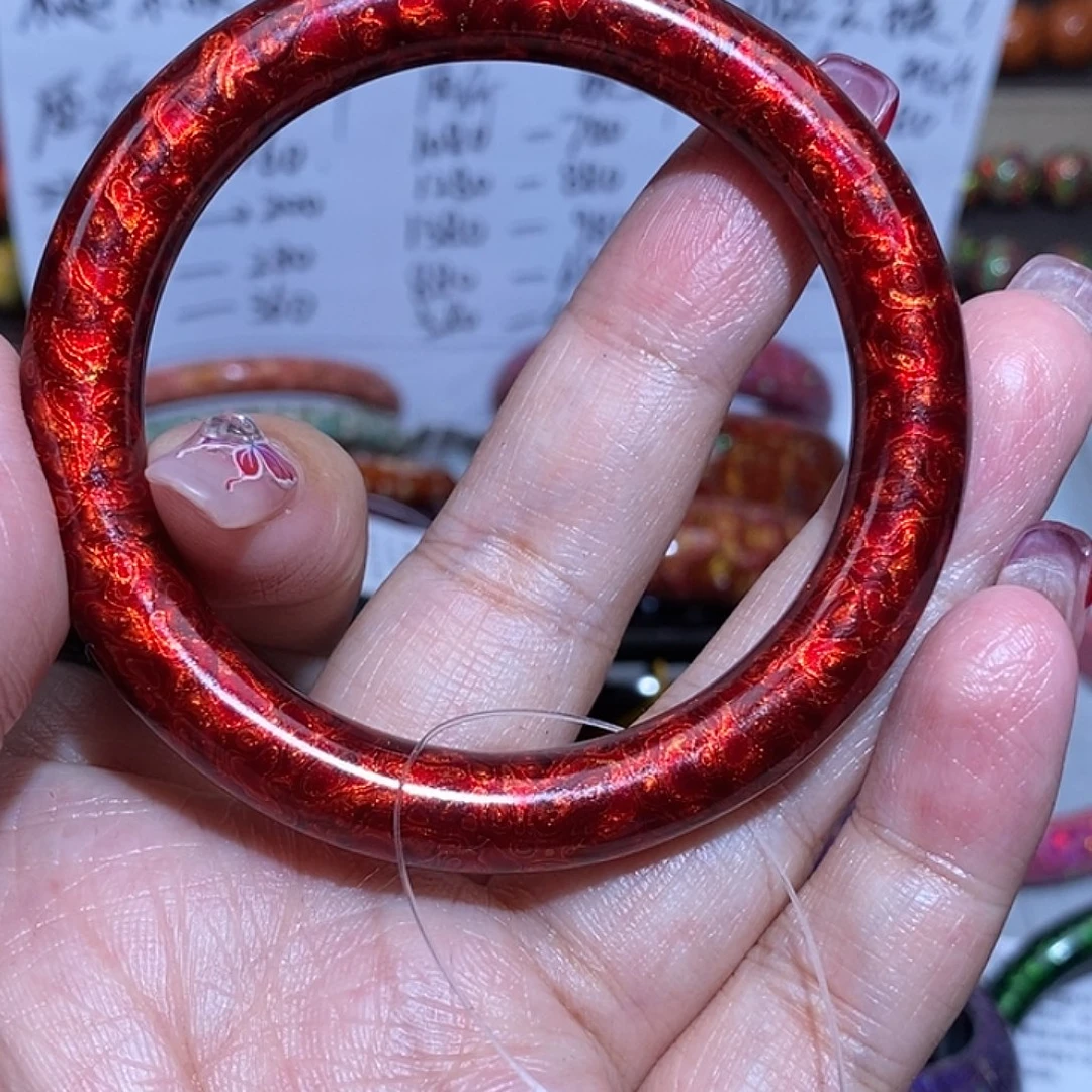 焕***！大漆漆器手镯极光红54+