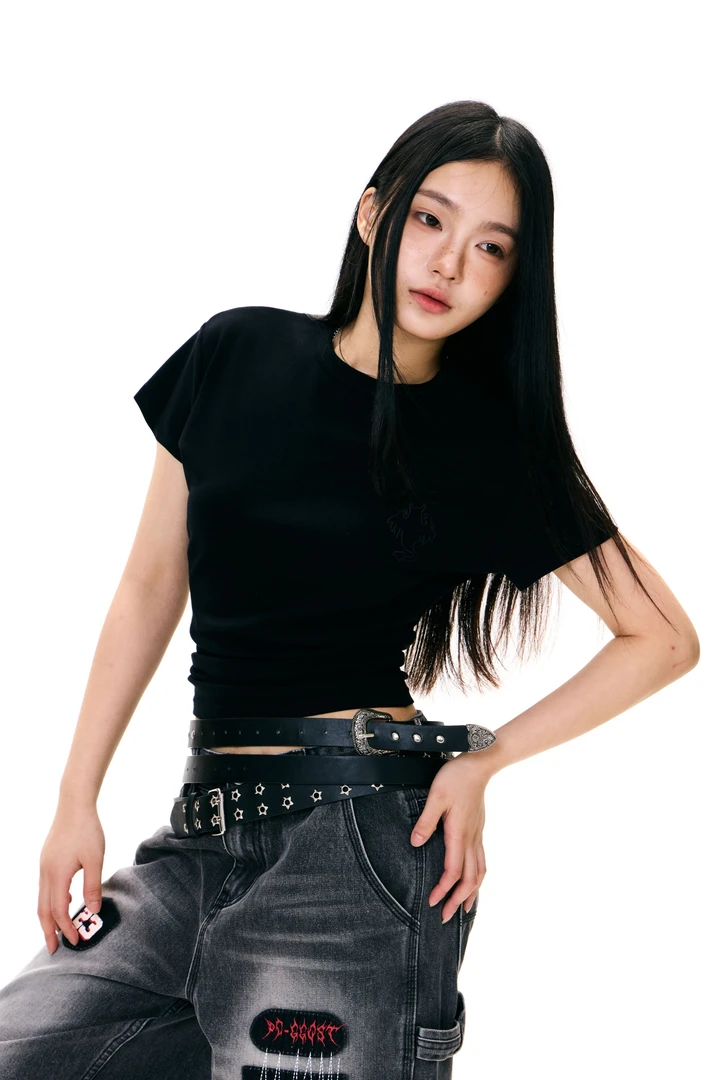 梁拌泡菜 冰感空气层 幽灵刺绣T恤女潮牌宽松夏季设计感小众上衣