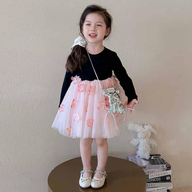女童连衣裙春秋款2025新款纱裙儿童洋气时髦裙子女宝宝春装公主裙