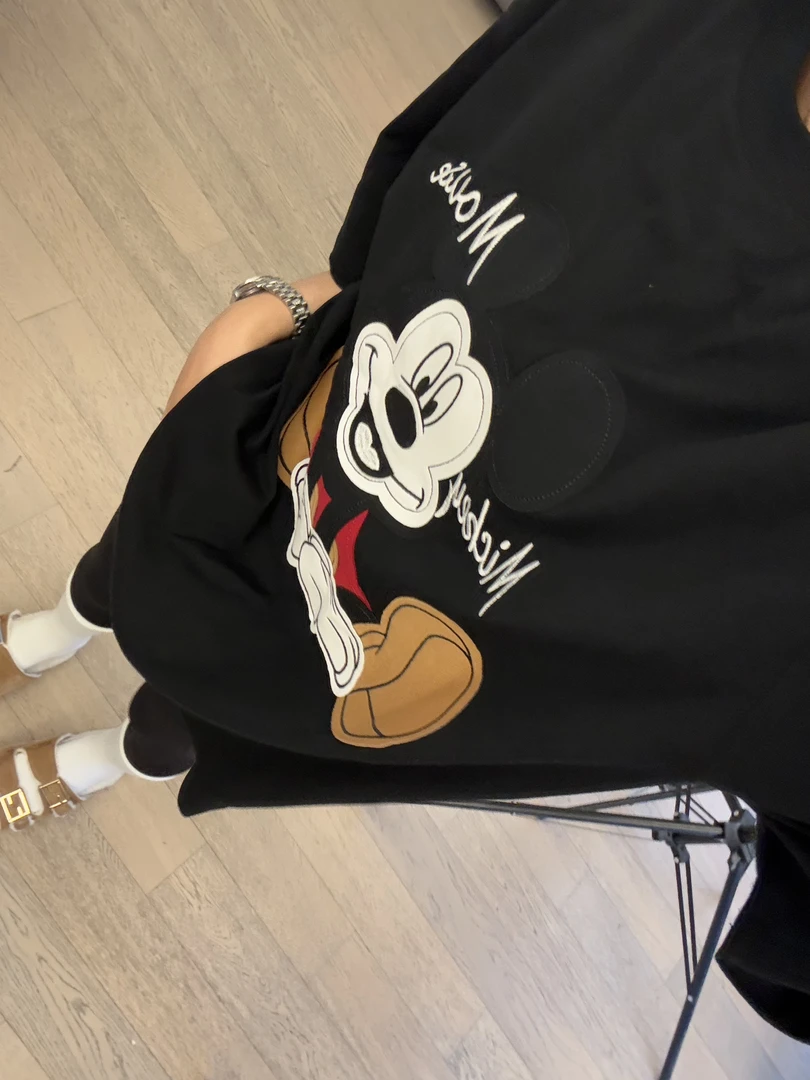 【贴图米奇短袖】上衣时尚夏气质显瘦宽松网红设计感潮流纯棉印花