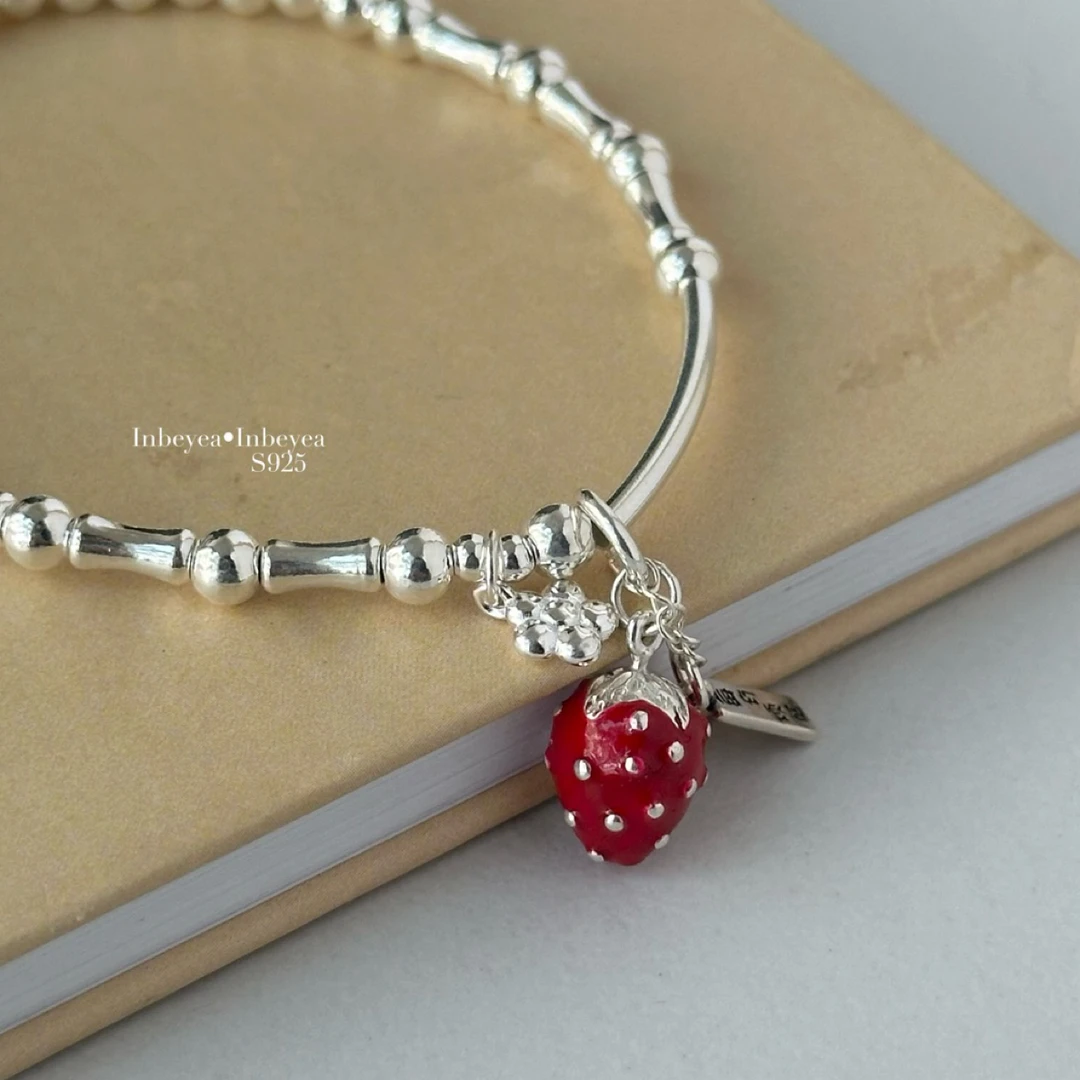 925银手链 草莓弹力绳手链 小版 37359