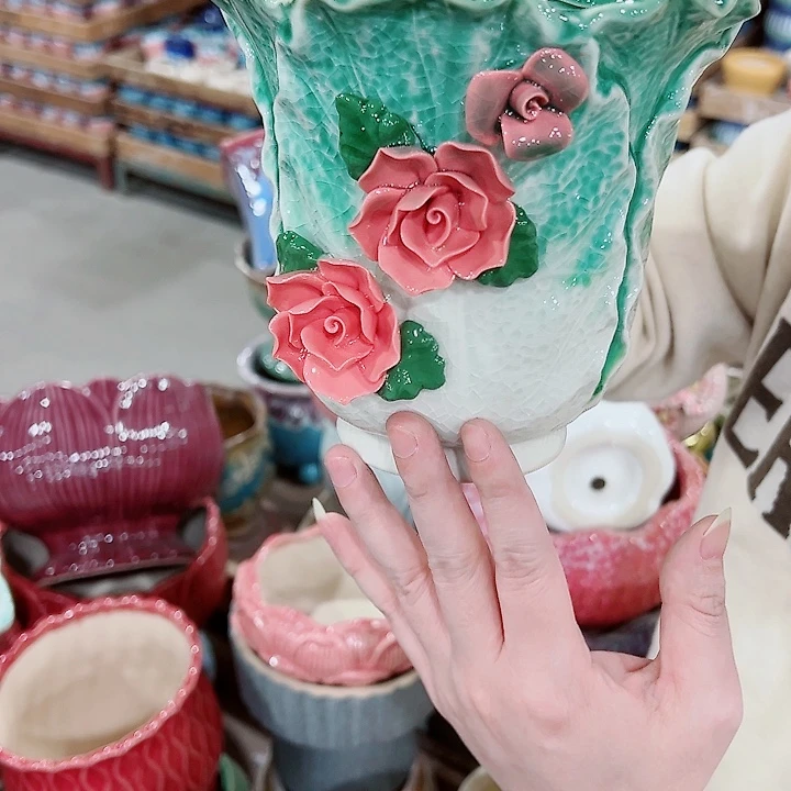 有孔，凑单福利满10元发货陶瓷多肉花盆！