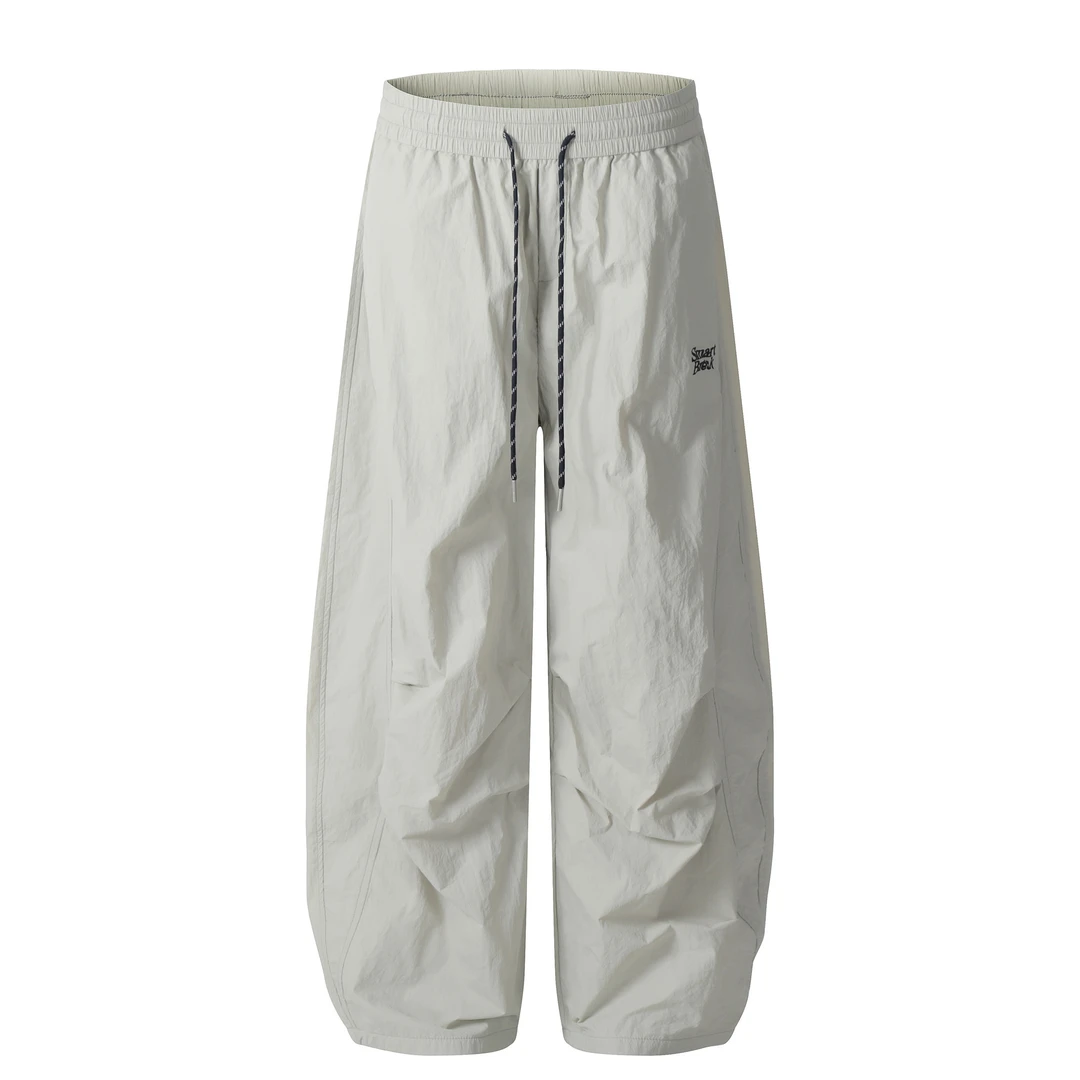 美式高街2025中性纯色伞兵裤防水高级感设计男式弯刀型休闲裤