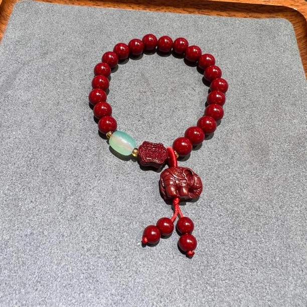 天然辰砂吉象精品朱砂手串