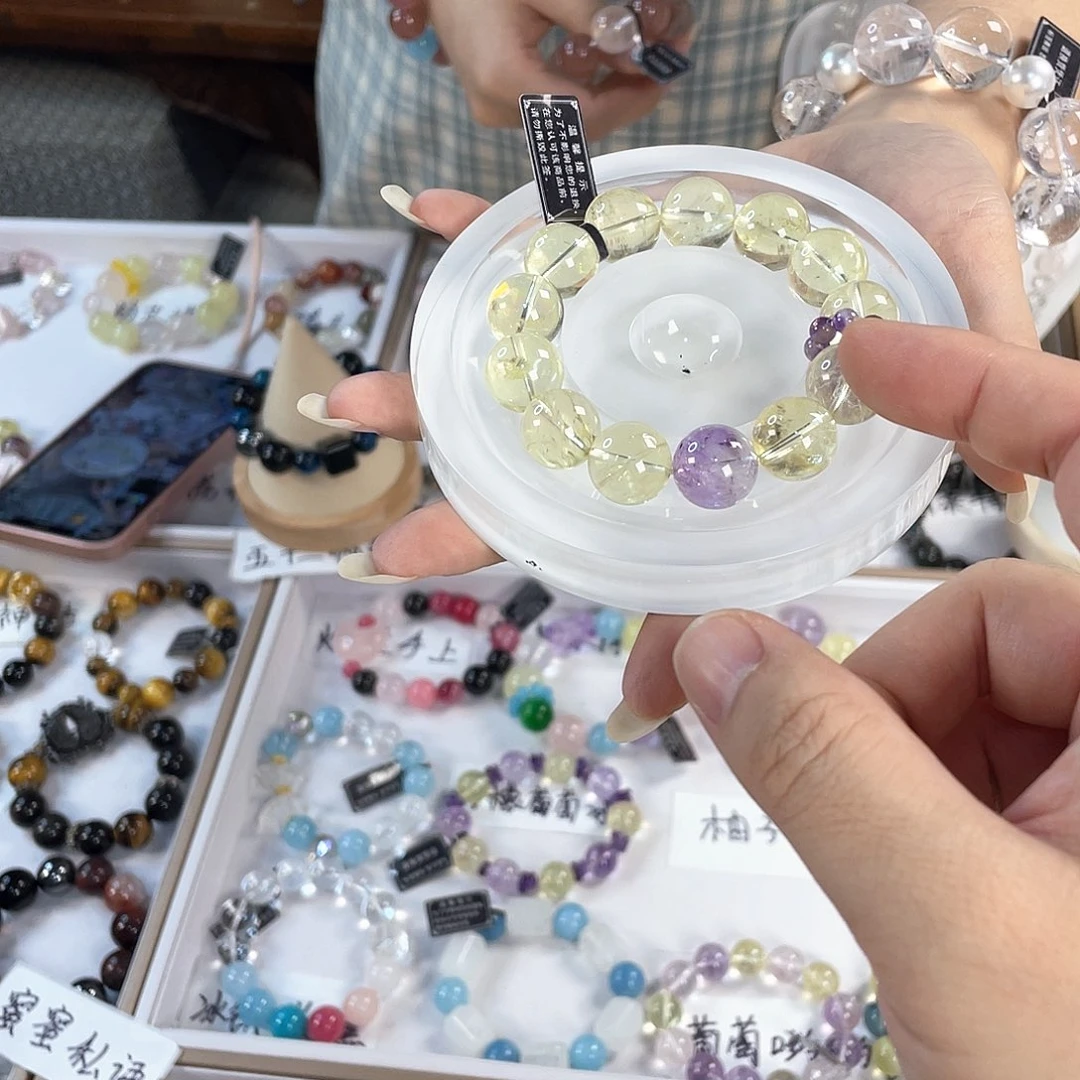 水晶手链银S925镀金镶嵌