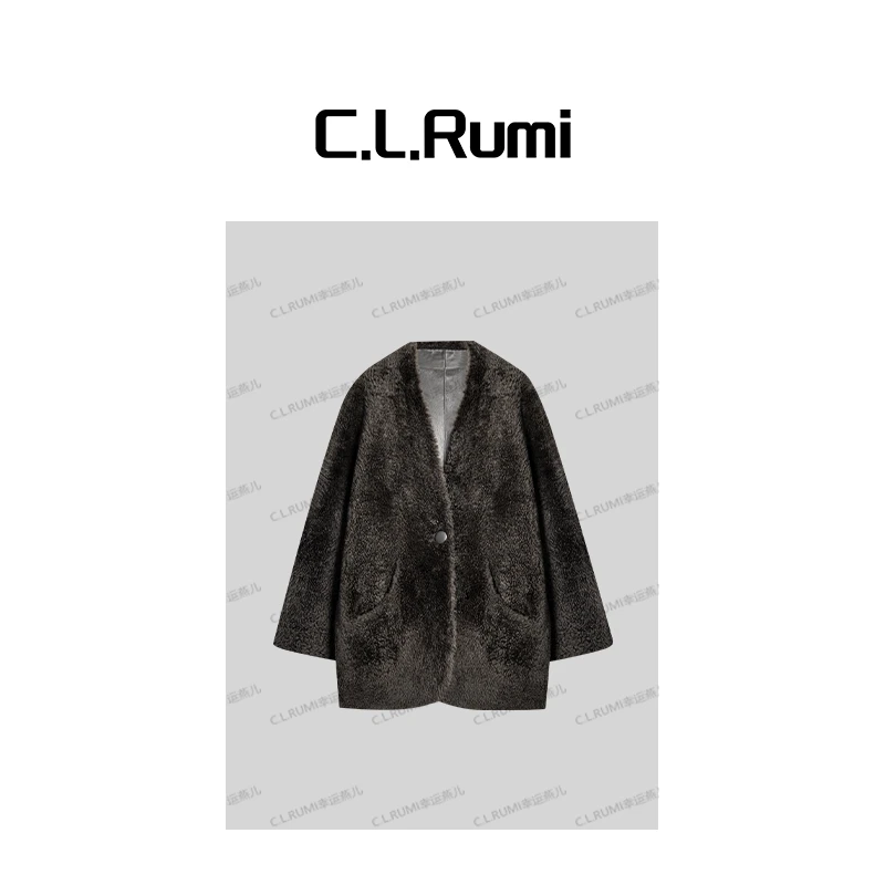 【Rumi精选】“富贵迷人眼”轻奢珍珠卷立领皮毛一体皮草外套7333wt