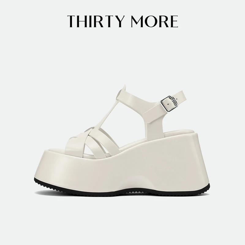 【白色恋人】Thirty More厚底凉鞋女2025夏季新款百搭露趾沙滩鞋