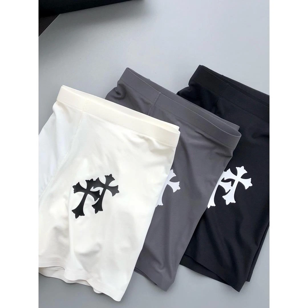 3条装 轻奢潮牌新款简约时尚超薄无痕速干透气中腰冰丝男士平角裤