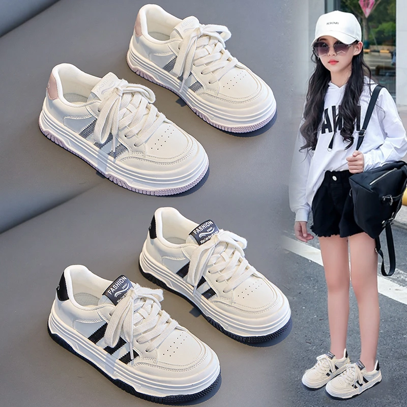 女童小白鞋2025秋季新款儿童运动鞋女孩透气网面板鞋中大童老爹鞋