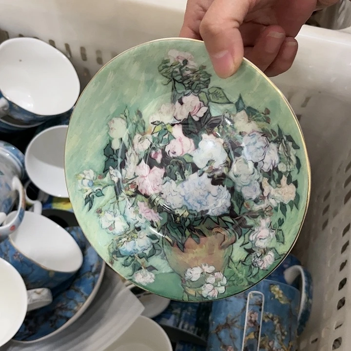 瓷片微瑕骨瓷碟白玫瑰两个