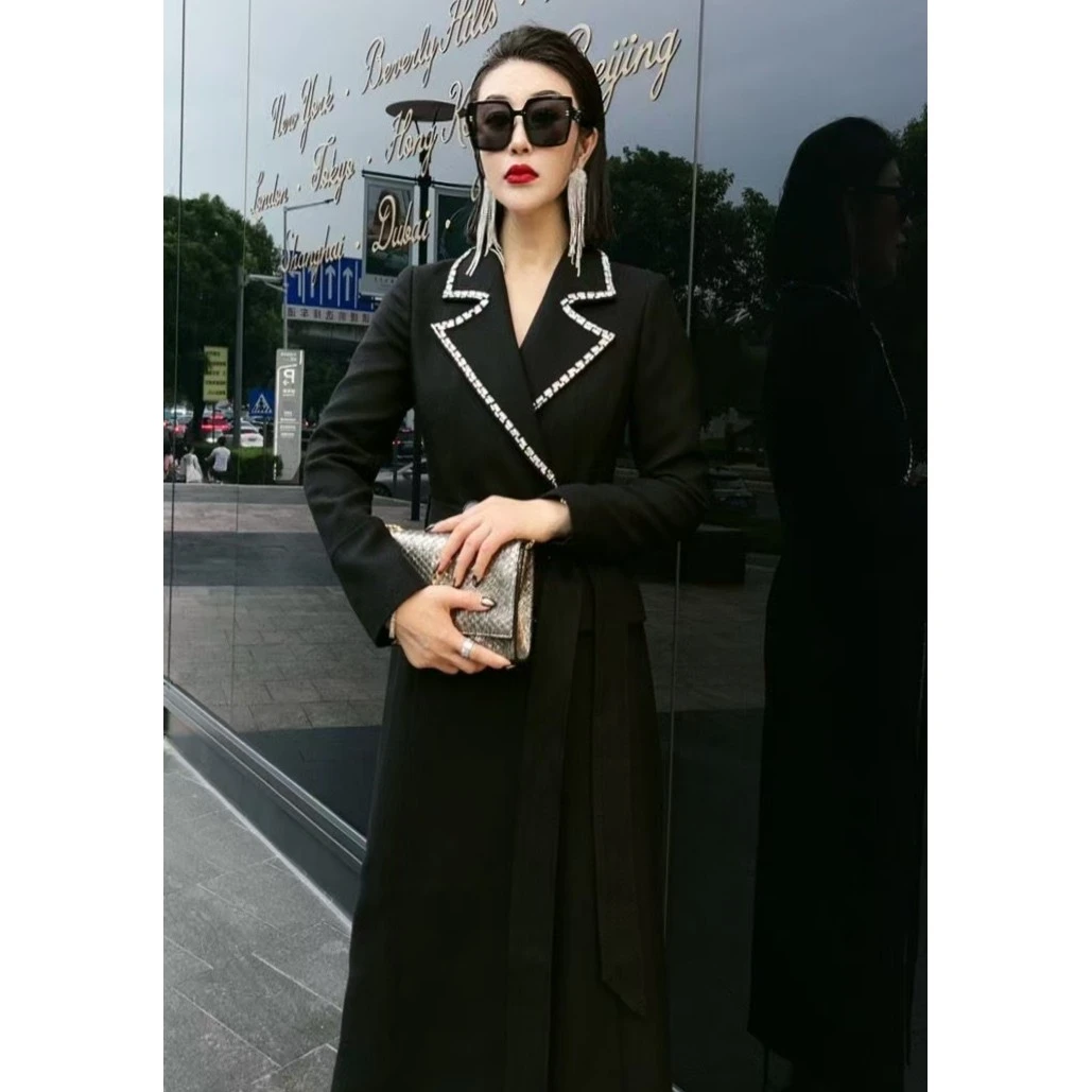 OUPAN 欧盼 深圳南油原创 秋冬新款镶钻长袖西服大衣外套女979