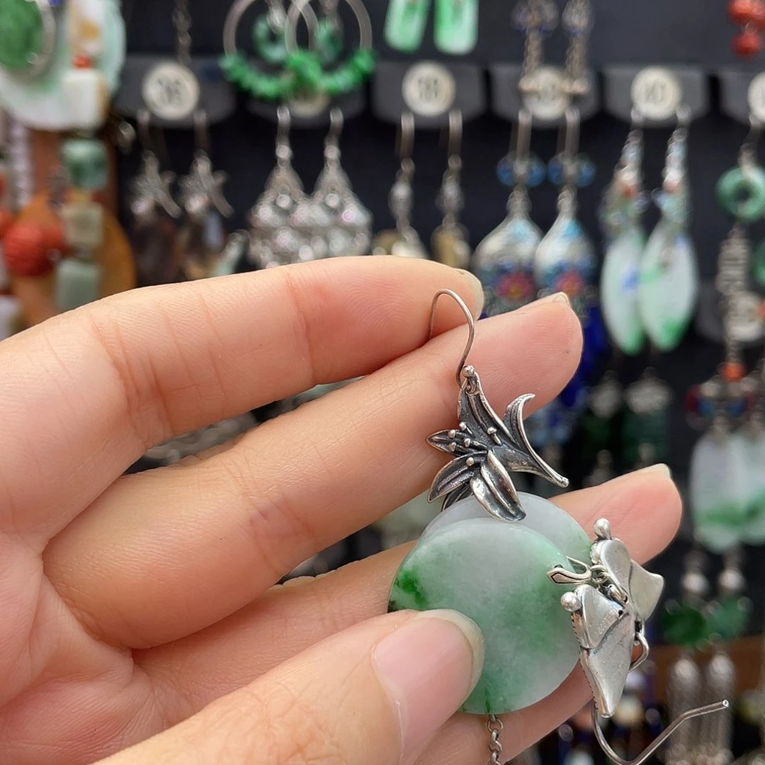 乐***呵翡翠银S925镶嵌耳饰051ghhhhh