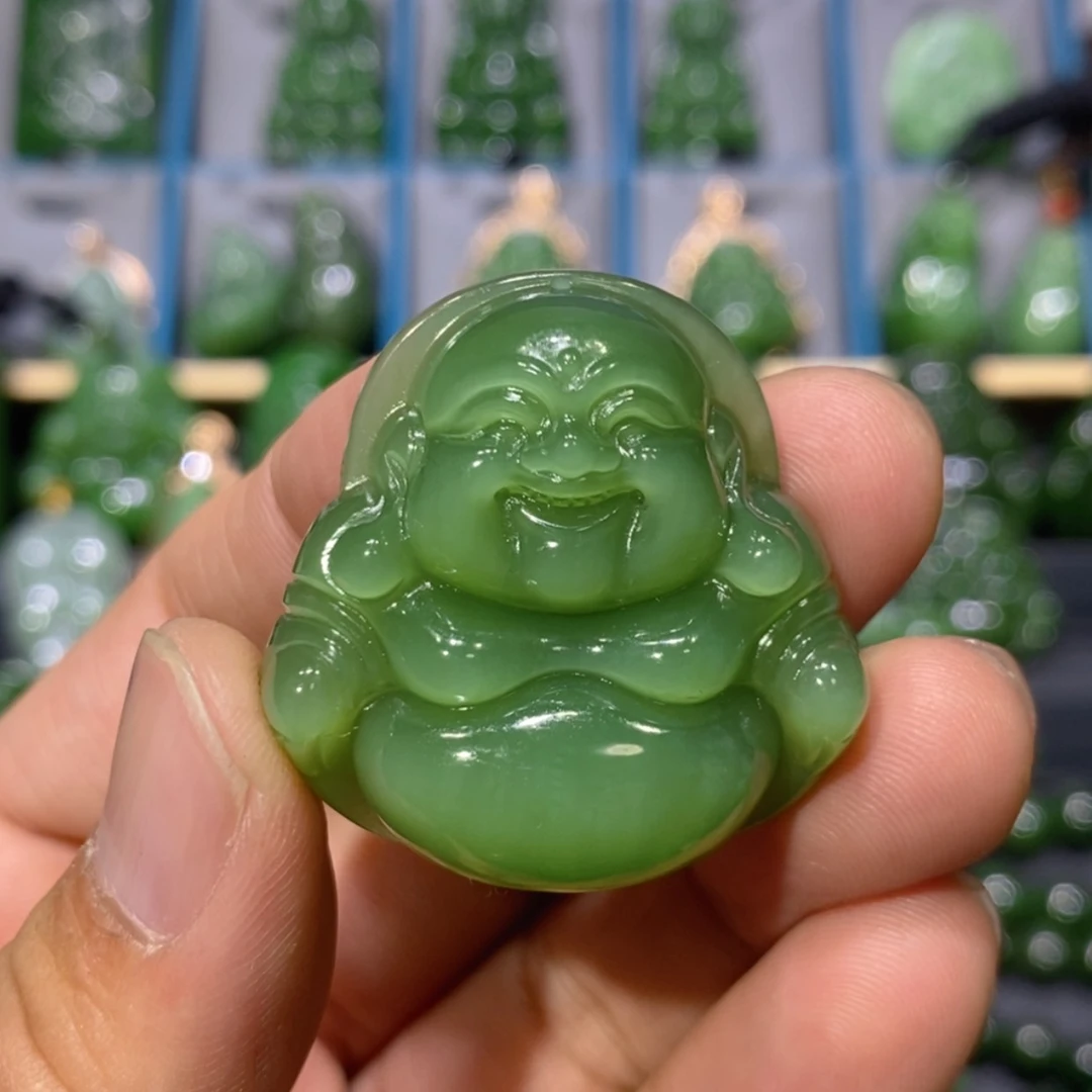 【闪购商品】和田玉吊坠(不含链)未镶嵌粉绿猫眼佛公 35/11.8