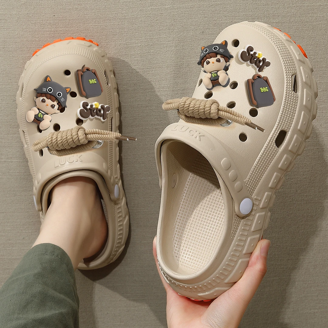 踩屎感洞洞鞋男款夏季2025新款外穿eva沙滩防滑防臭厚底凉拖鞋男