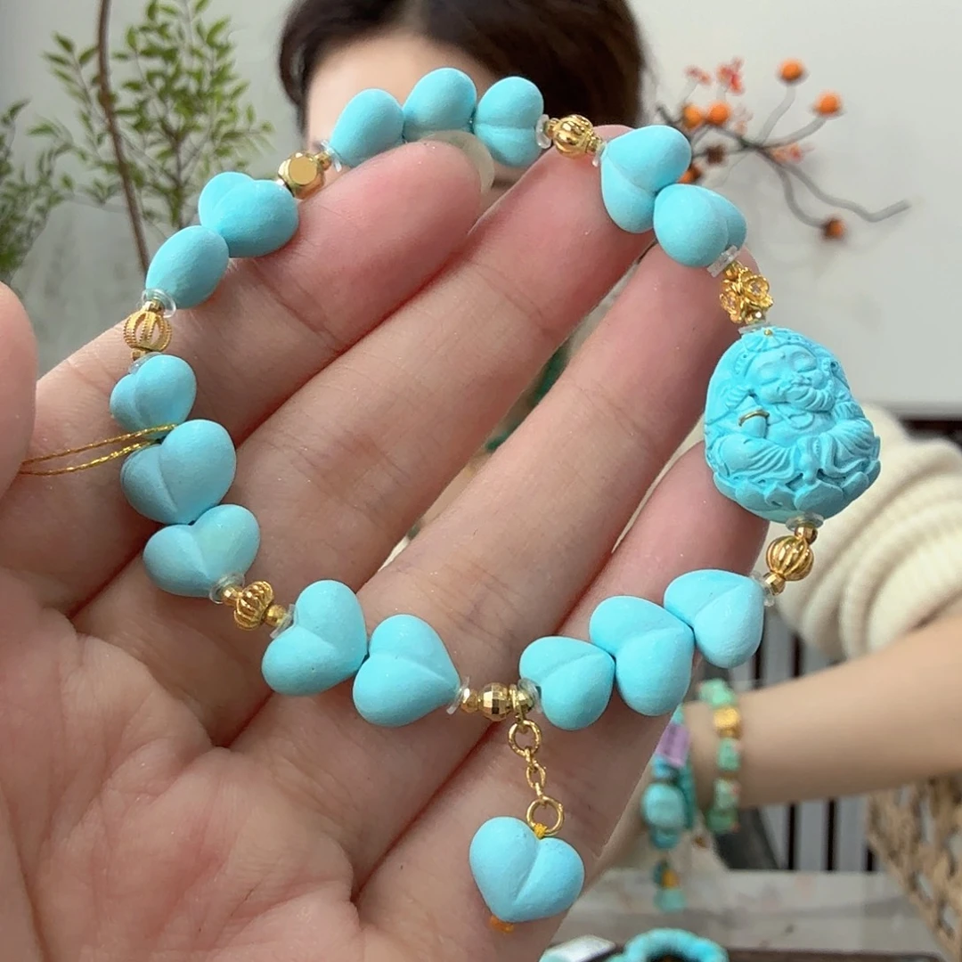 绿松石18K金镶嵌珠宝奇石