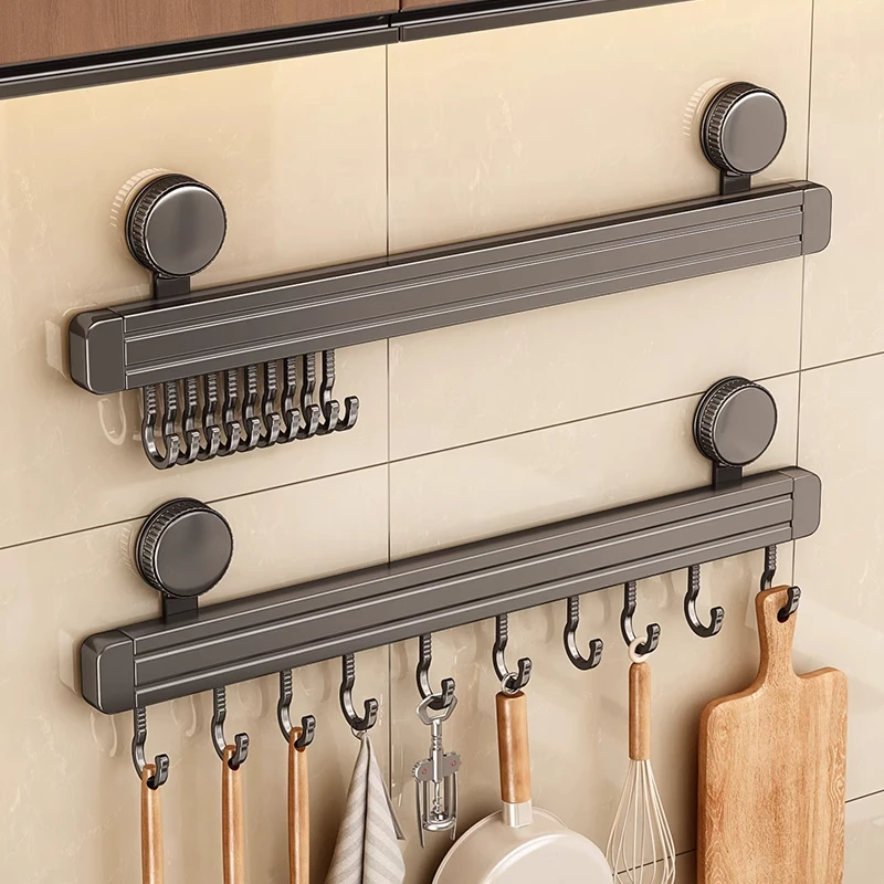 优勤吸盘挂钩免打孔厨房挂勺子铲子置物架多功能挂杆壁挂收纳挂架