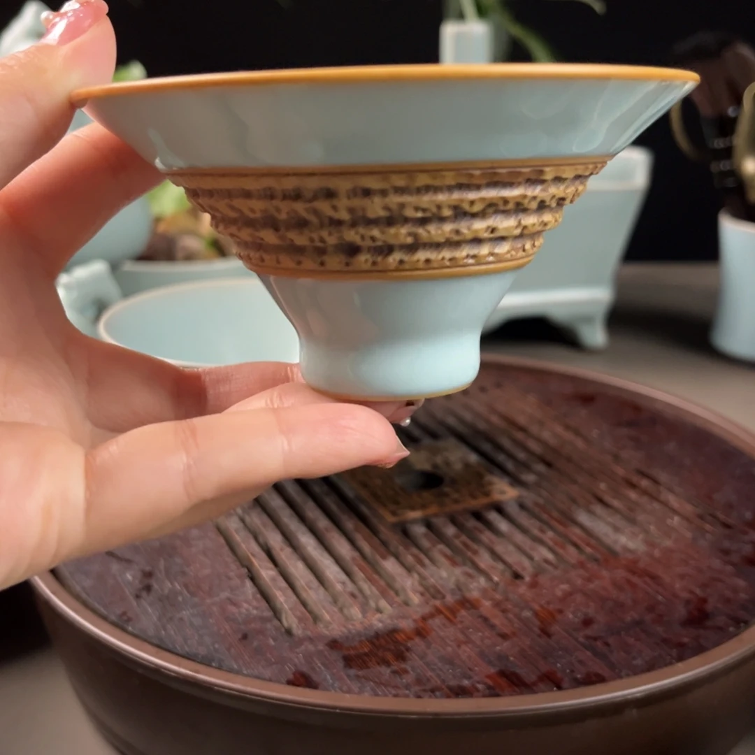 纯手工天青色重工跳刀斗笠
