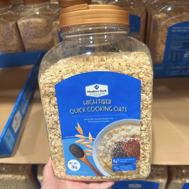 山姆代购快熟燕麦片3kg桶装亚麻籽麦片早餐即食冲饮免煮代餐饱腹