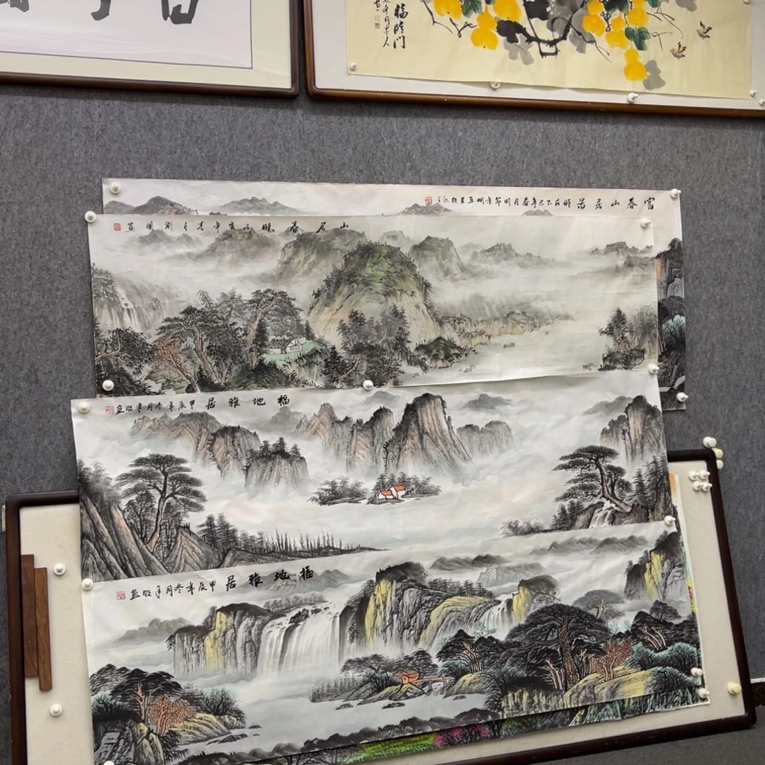 国画…***.六尺对开山居春晓画芯