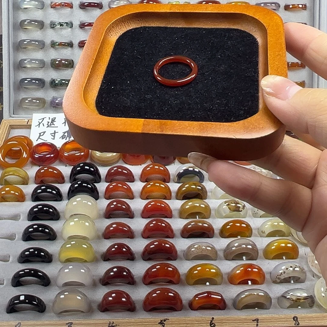 玛瑙/玉髓未镶嵌戒指A18不退换16.9港14