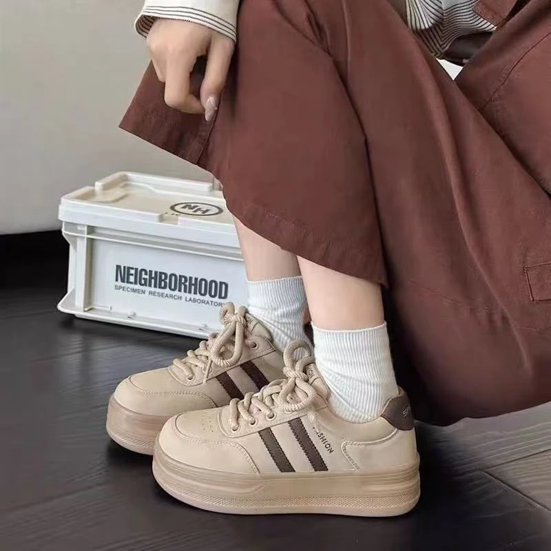 厚底轻便百搭拼色休闲板鞋女1886