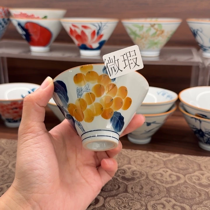釉下手绘茶具微瑕