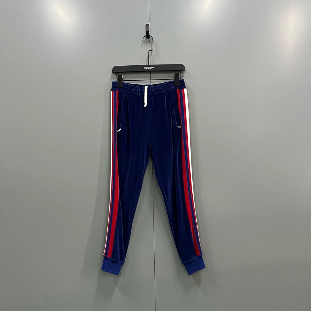 95新 GUCCI/古驰 （cc1）红蓝丝绒校服长裤 XS码/ bc006859